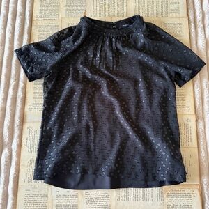 Madewell Couture Black Sheer Goth Short Sleeve Blouse, Size M